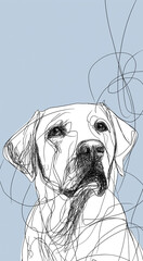 Labrador retriever dog abstract line art portrait