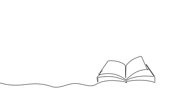 Shining Light Bulb Above Open Book Self Drawing Animation for Education