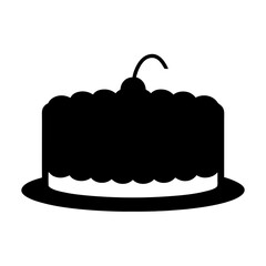 Silhouette of a frosted cake with a cherry on top vector illustration