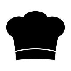 Black silhouette of a chef's hat symbol on white background