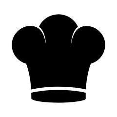 Stylized Chef's Hat Illustration in Solid Black and White Color Scheme
