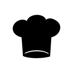 Simple Black Chef's Hat Illustration Isolated on White Background, Kitchen Symbol