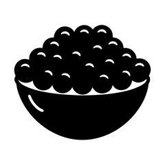 A bowl full of round food items, minimalist black and white image