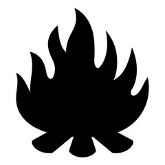 Stylized Black and White Illustration of a Campfire with Decorative Flames