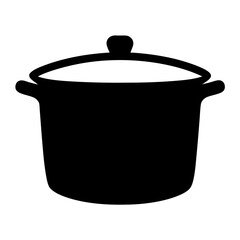 Black silhouette of a covered cooking pot for food preparation