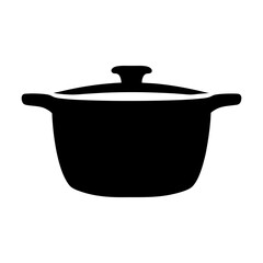 Isolated vector illustration of a cooking pot with lid in silhouette