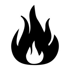 Stylized Black and White Flame Icon for Hazard Warnings and Fire Safety