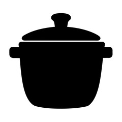 Black silhouette of a cooking pot with lid, a kitchenware image