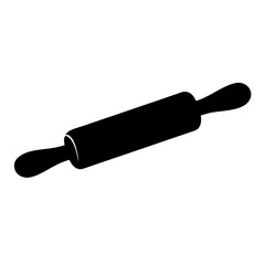 A Black Silhouette of a Traditional Rolling Pin on a White Background