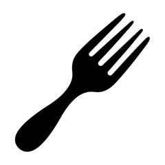 A sleek minimalist silhouette of a classic dining fork isolated on white