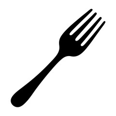 Simple black fork silhouette on a white background for dining purposes
