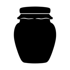 Black silhouette of a honey or jam jar with a tight lid