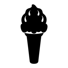 Black and white drawing of delicious ice cream cone illustration
