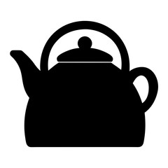 Simple Silhouette of a Teapot with Handle and Spout for Hot Beverage