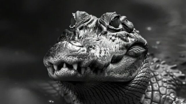 Detailed  featuring the rough texture and sharp teeth of a crocodilian.
