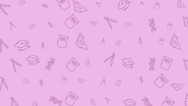 back to school animation pattern education learning science stationery seamless background suitable for educational content, academic projects, and digital learning materials