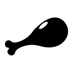 Simple black silhouette illustration of a cooked chicken drumstick food