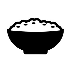 A black and white image of a bowl filled with rice and toppings