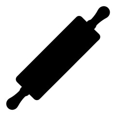 Simple minimalist black silhouette of a rolling pin for dough on white