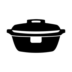Black silhouette image of a dutch oven or lidded cooking pot