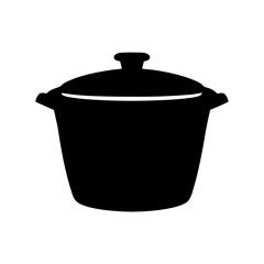 A Silhouette of a Cooking Pot with Lid on White Background