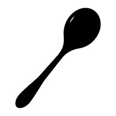 Simple black silhouette of a spoon for eating, cooking, or measuring