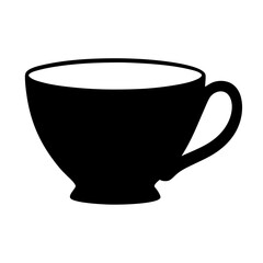 Elegant Black and White Silhouette of a Classic Tea or Coffee Cup