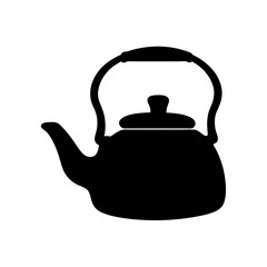 Obraz premium Stylized black silhouette of a traditional tea kettle with handle