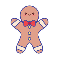 Cute Kawaii Gingerbread Man Vector