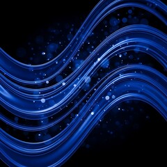 Abstract Blue Light Waves on Black Background with Bokeh.