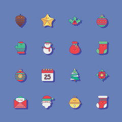 Linear Kawaii Christmas Icons Collection