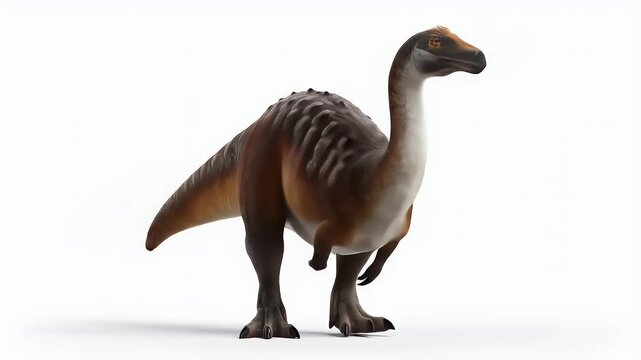 Realistic 3D Render of a Hadrosaur Dinosaur on White.