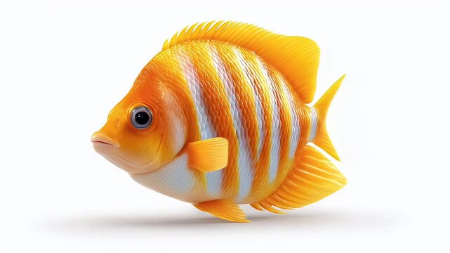 Vibrant Tropical Fish Swimming on White Background.