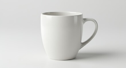 Fototapeta premium A simple white ceramic coffee mug with a handle, isolated on a clean plain background