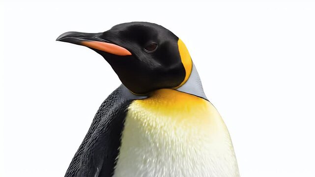 Majestic King Penguin Portrait Against a White Background.