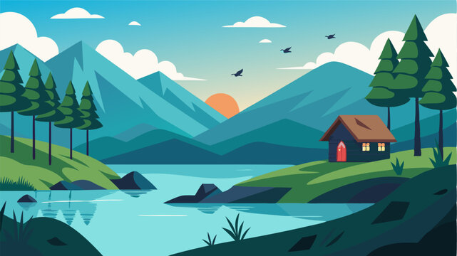 A peaceful haven nestled in the highlands where the stillness of the lake is only interrupted by the occasional ripple from birds or fish.