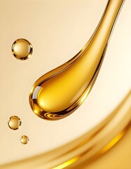 Streamlined Golden Tear Drop Falling with Smooth Surface Reflection