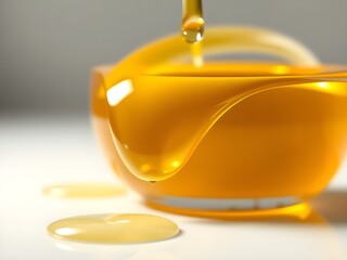 Honey-like Golden Pour Creating Glossy Pool and Soft Highlights
