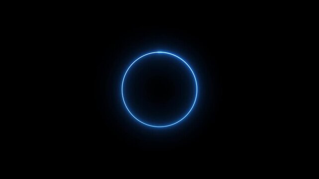 Cyan circle glow border concept on the transparent background. alpha channel, seamless loop, abstract glowing neon line cyan color circular lens animation neon light. Motion graphics of border icon