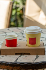 Coffee in carton cup ready for take away