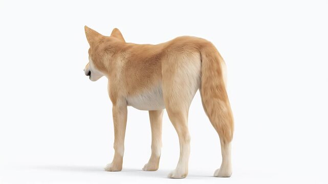Realistic 3D Render of a Dingo on White Background.