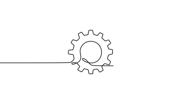 Single Gear Wheel Continuous Line Animation for Process Concept