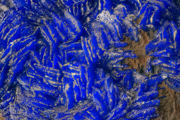 Macro azurite from Kemerovo, Russia &mdash; vivid blue crystals at 4x magnification. Valuable image for science, education and scientific research
