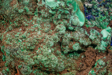 Macro azurite, malachite and limonite from Kamenushinskoe deposit, Russia— vibrant minerals with...