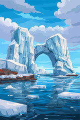 Stunning Arctic Landscape with Iceberg Arch and Calm Waters