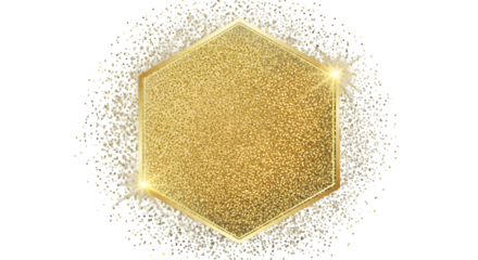 Golden Hexagon with Glitter Explosion