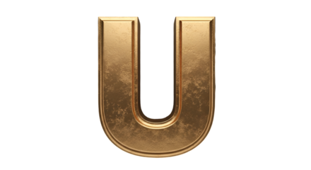 Golden Letter U on Black Background