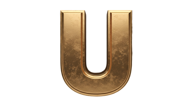 Golden Letter U on Black Background - Powered by Adobe