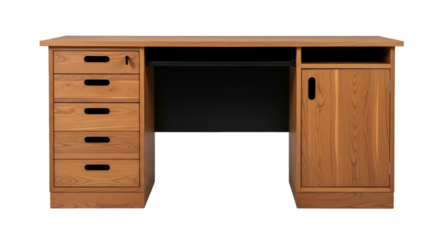 Wooden Desk with Drawers and Cabinet