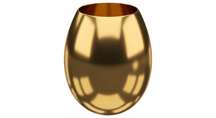 Gleaming Golden Egg-Shaped Vase on Black Background